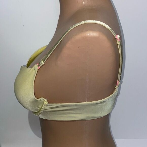 Victoria's Secret Women's Yellow Detachable Strap Plunge Push Up Bra Size 34B - Picture 2 of 8